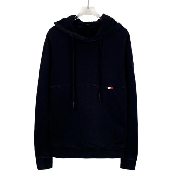 H11428 Moncler masked black pattern printed logo patch hooded drawstring long-sl - Picture 1 of 8